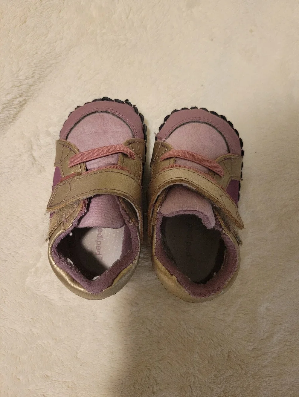 Pedioed Kids Pink and Tan Leather Sneaker shoes size 5